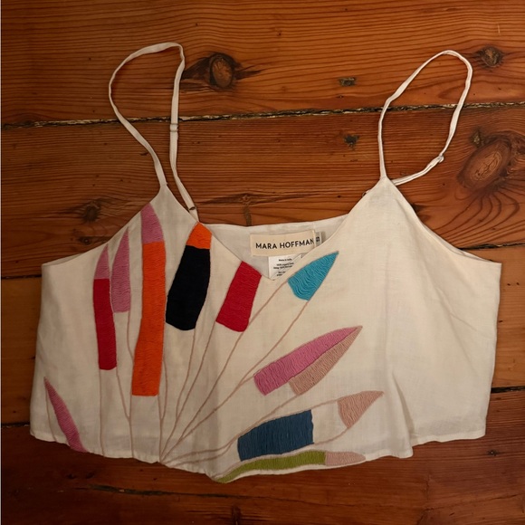 Mara Hoffman Cream Camisole with Colorful Embroidery - Picture 1 of 3